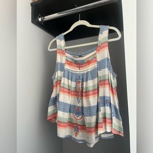Free People tank top. Medium. White, blue, pink, and soft green colors